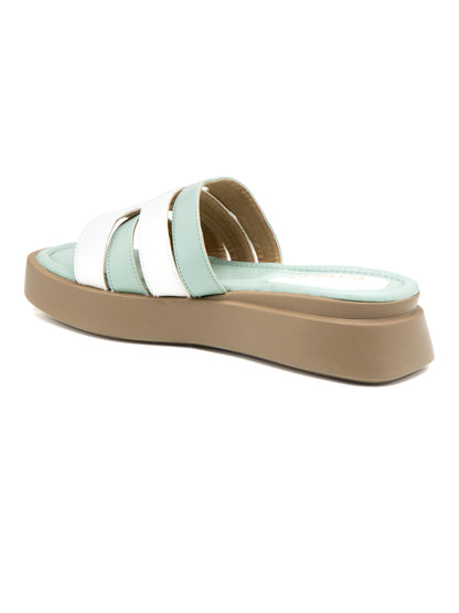 Virsea - Women’s Mint Green & White Dual-Tone Cut (Out Sliders)