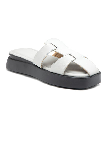 Gravelle - Structured Cool Grey Cross-Strap Platform Slides (Black Sole Editio)