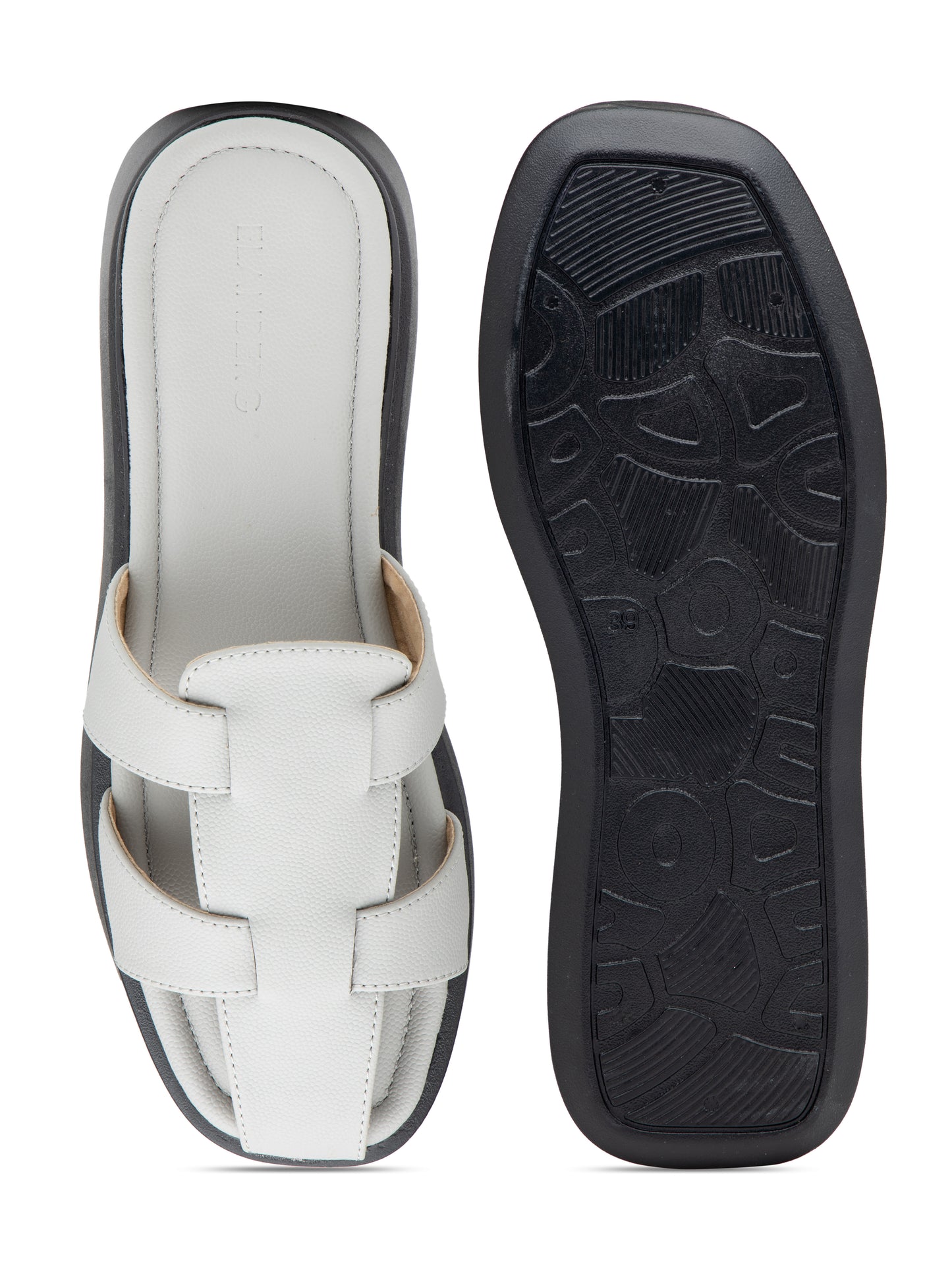 Gravelle - Structured Cool Grey Cross-Strap Platform Slides (Black Sole Editio)