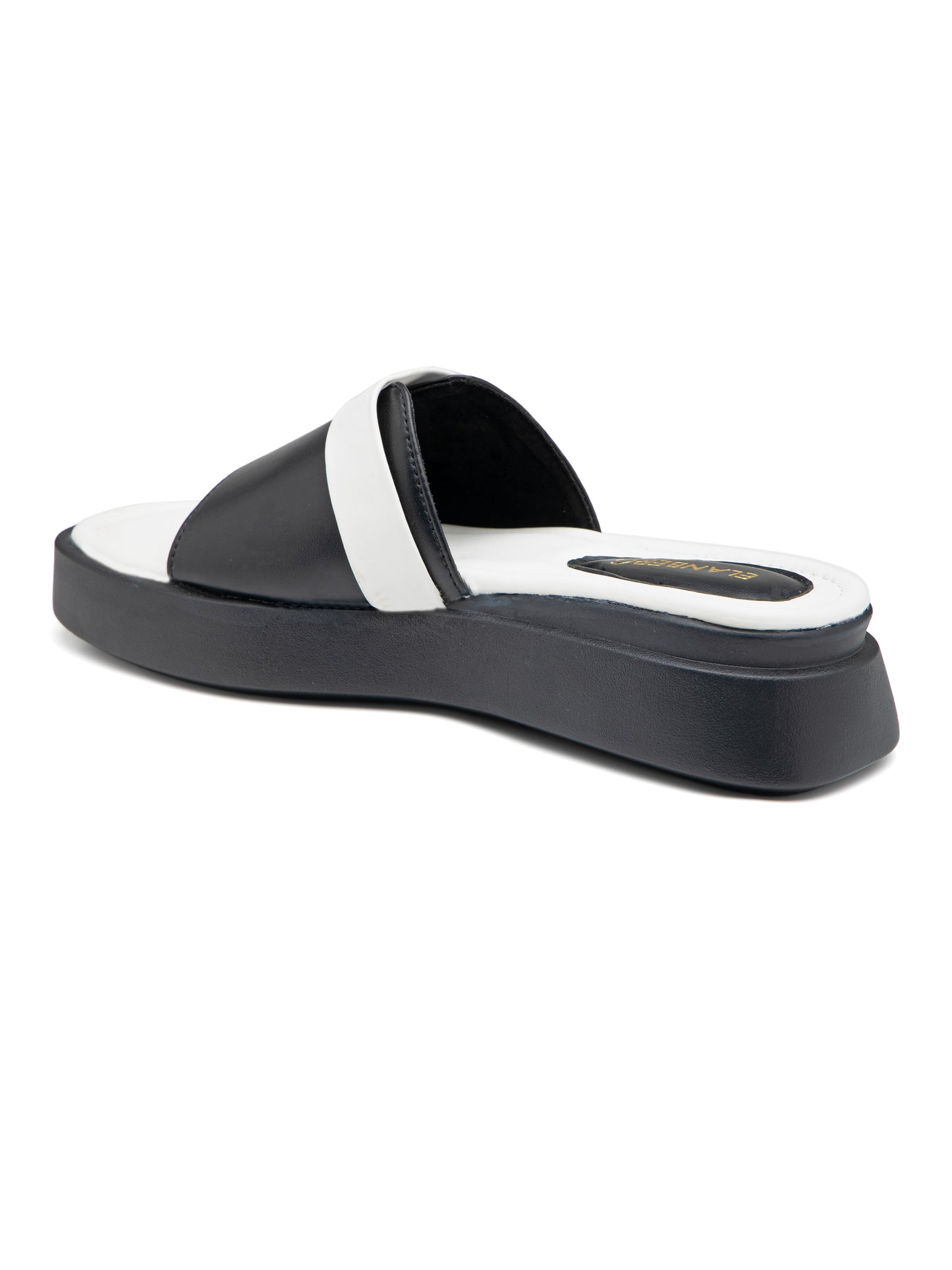 Monarch - Black & White Luxe Slides with Golden Buckle Accen