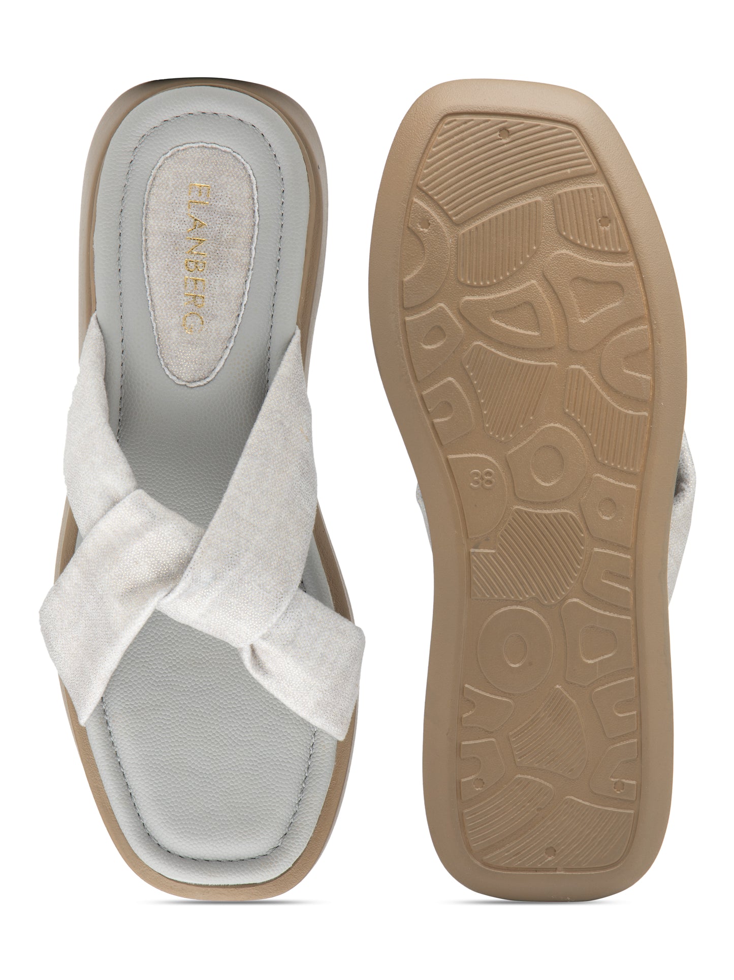 Elysse - Cool Grey Crisscross Platform Slides (Taupe Sole Edition)