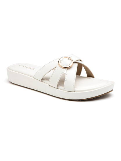 Eira - White Buckle Strap Platform Heel (Minimal Chic Edition)