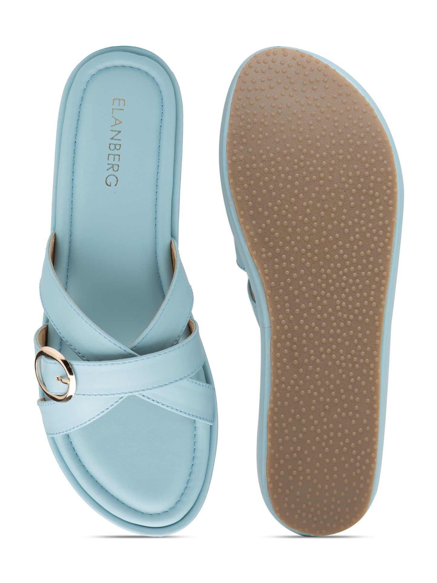 Cyanora - Powder Blue Buckle Strap Platform Heel (Minimal Chic Edition)