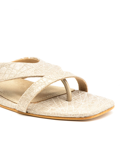 Gildy - Women’s Champagne Gold Glitter Block Heel