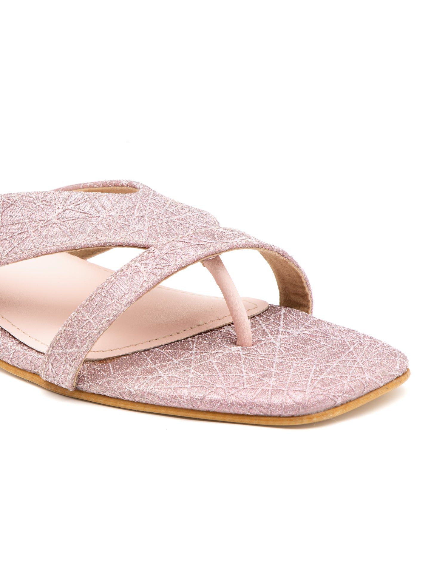 Mauvi - Women’s Rose Mauve Glitter Block Heel