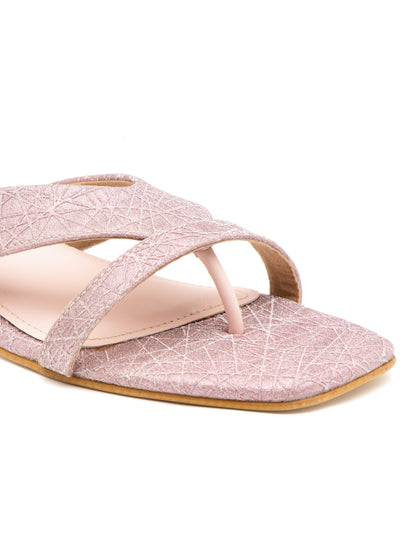 Mauvi - Women’s Rose Mauve Glitter Block Heel