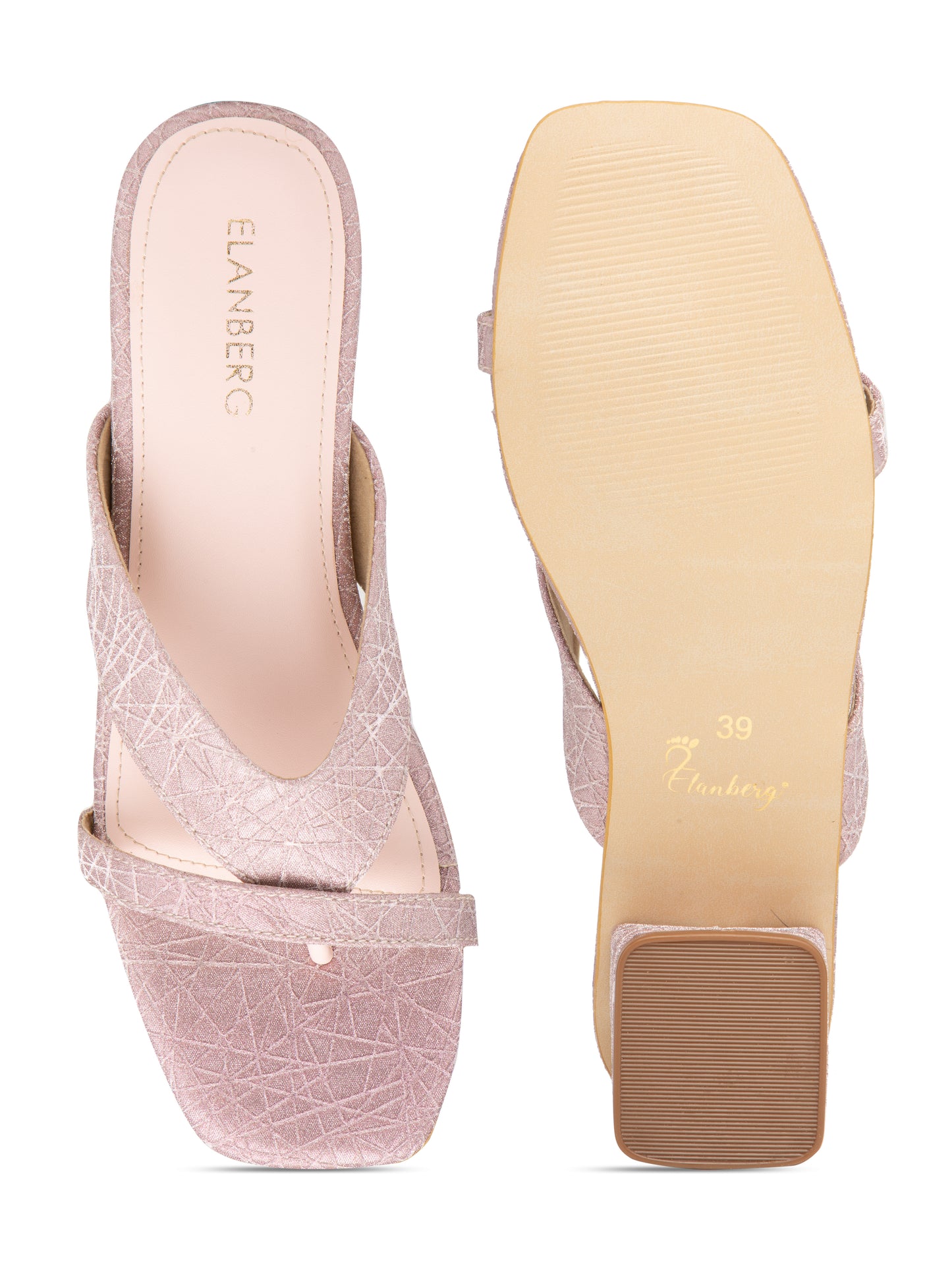 Mauvi - Women’s Rose Mauve Glitter Block Heel