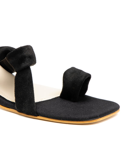 Noctira - Women’s Suede Black Knot (Strap Rounded Block Heel)