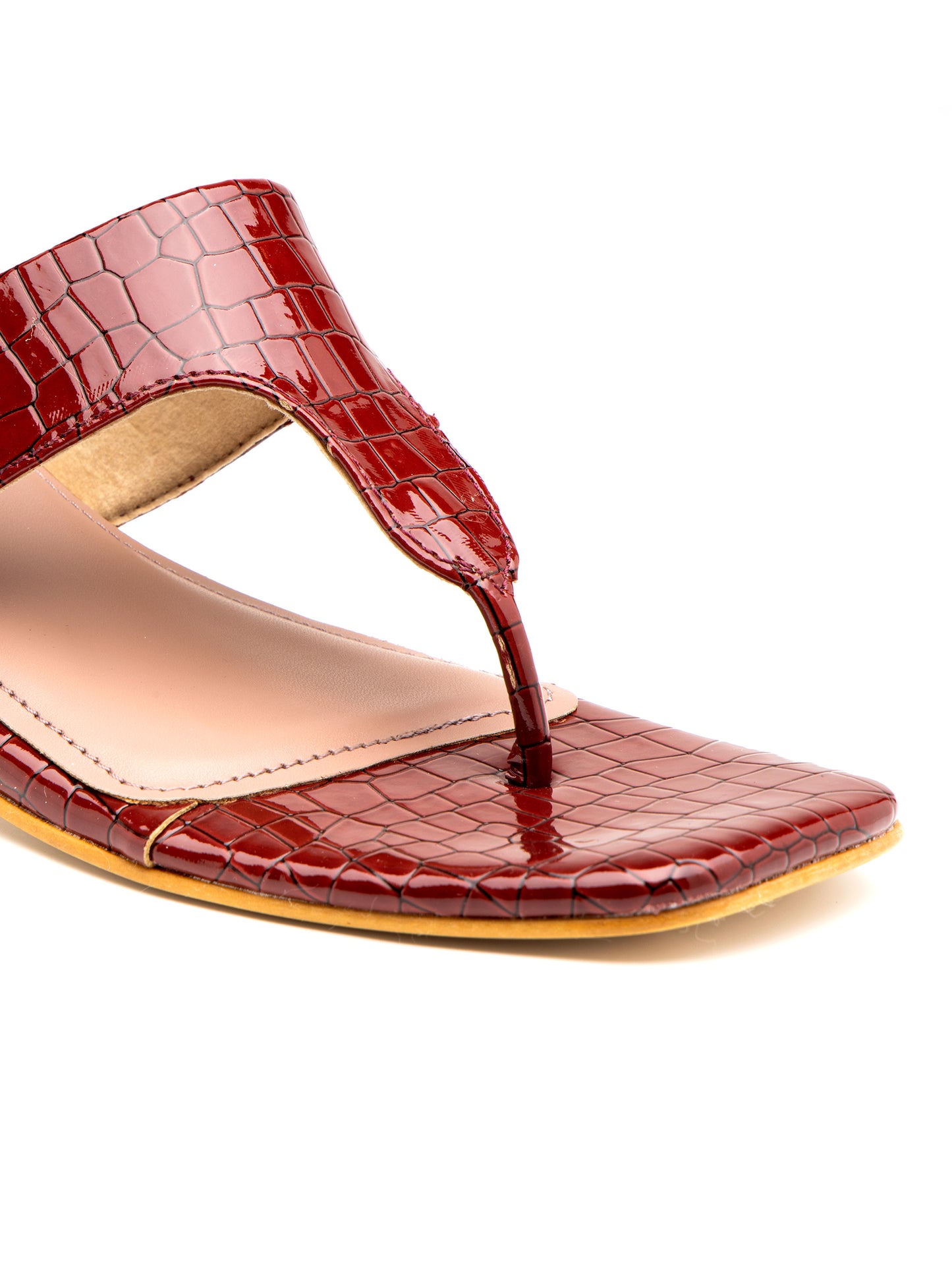 Crimora - Women’s Croc-Texture Block Heel (Cherry)