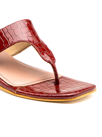 Crimora - Women’s Croc-Texture Block Heel (Cherry)