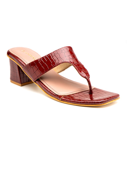 Crimora - Women’s Croc-Texture Block Heel (Cherry)