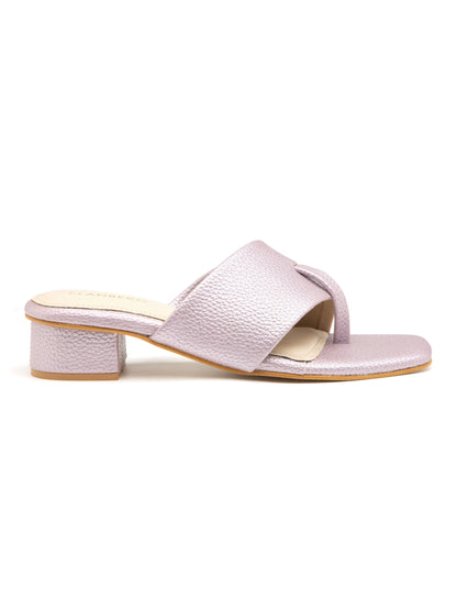 Lurevia - Women’s Metallic Lilac Cross-Strap Toe (Loop Block Heel)