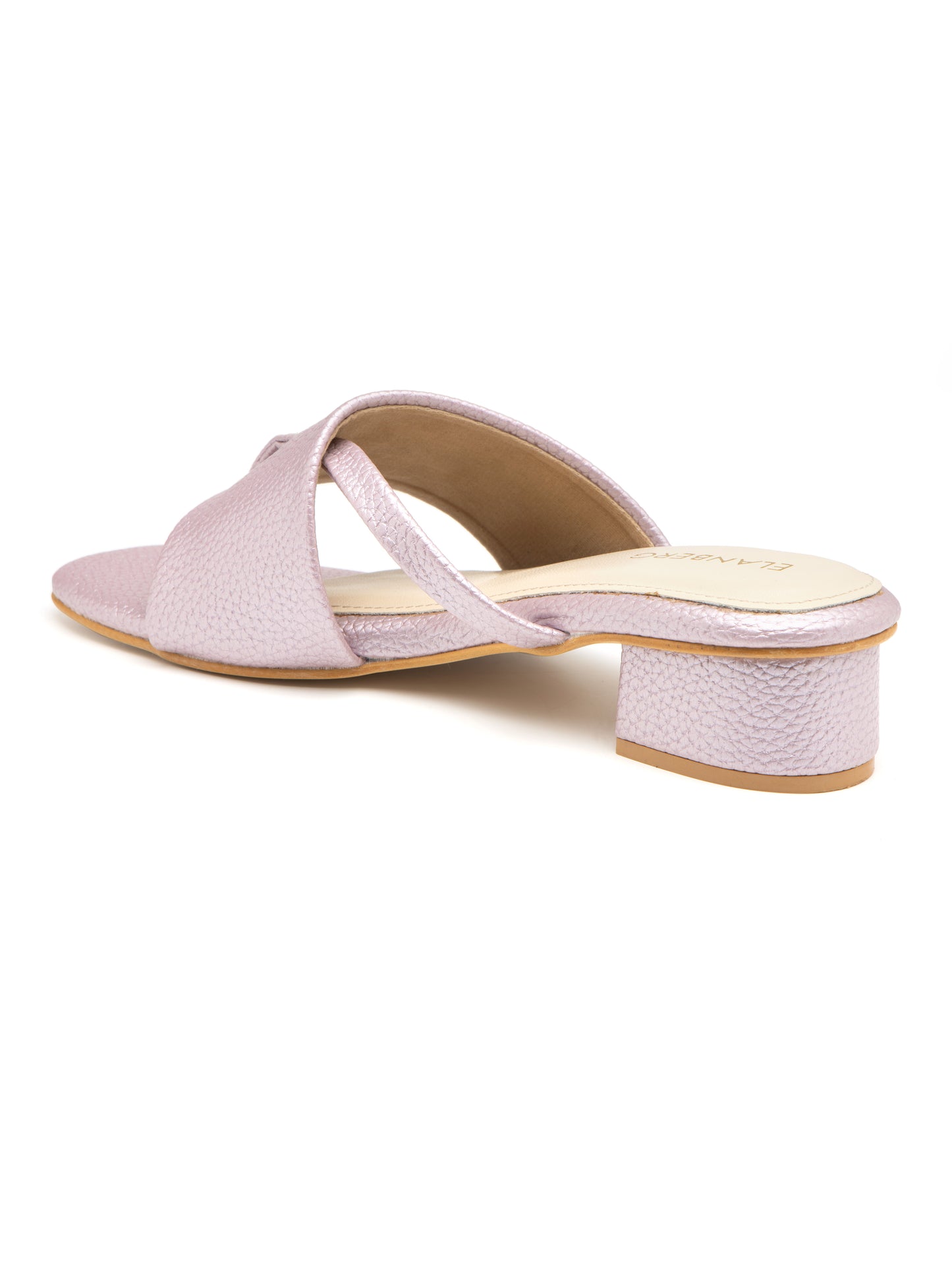Lurevia - Women’s Metallic Lilac Cross-Strap Toe (Loop Block Heel)