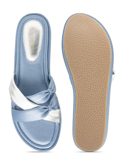 Ocevia - Metallic Blue & Silver Cross (Strap Platform Heel)