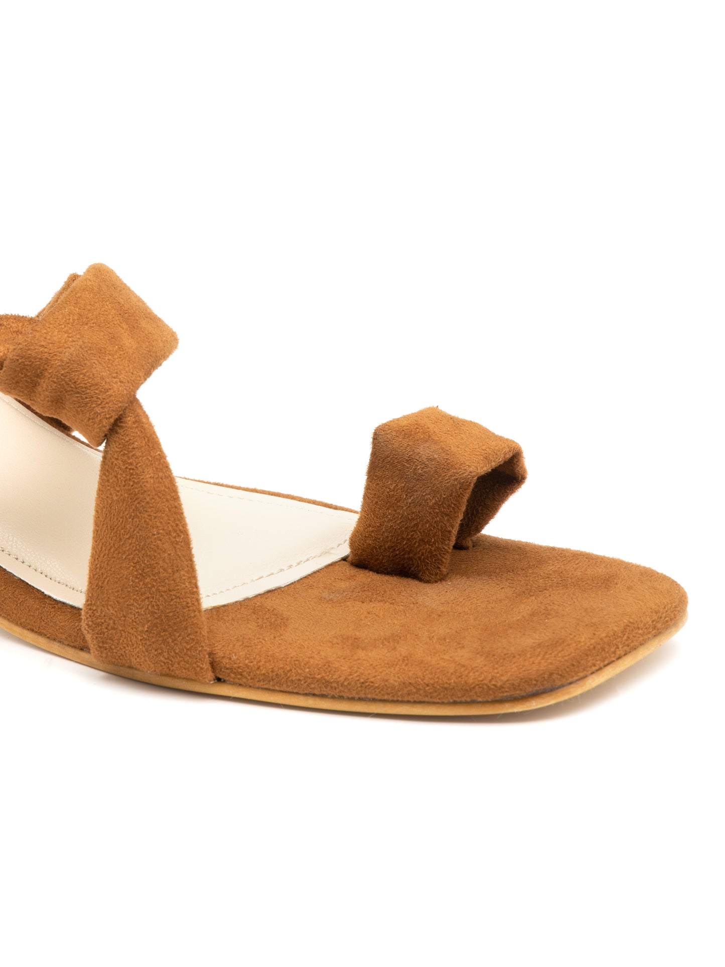 Terrava - Women’s Suede Tan Knot (Strap  Rounded Block Heel)