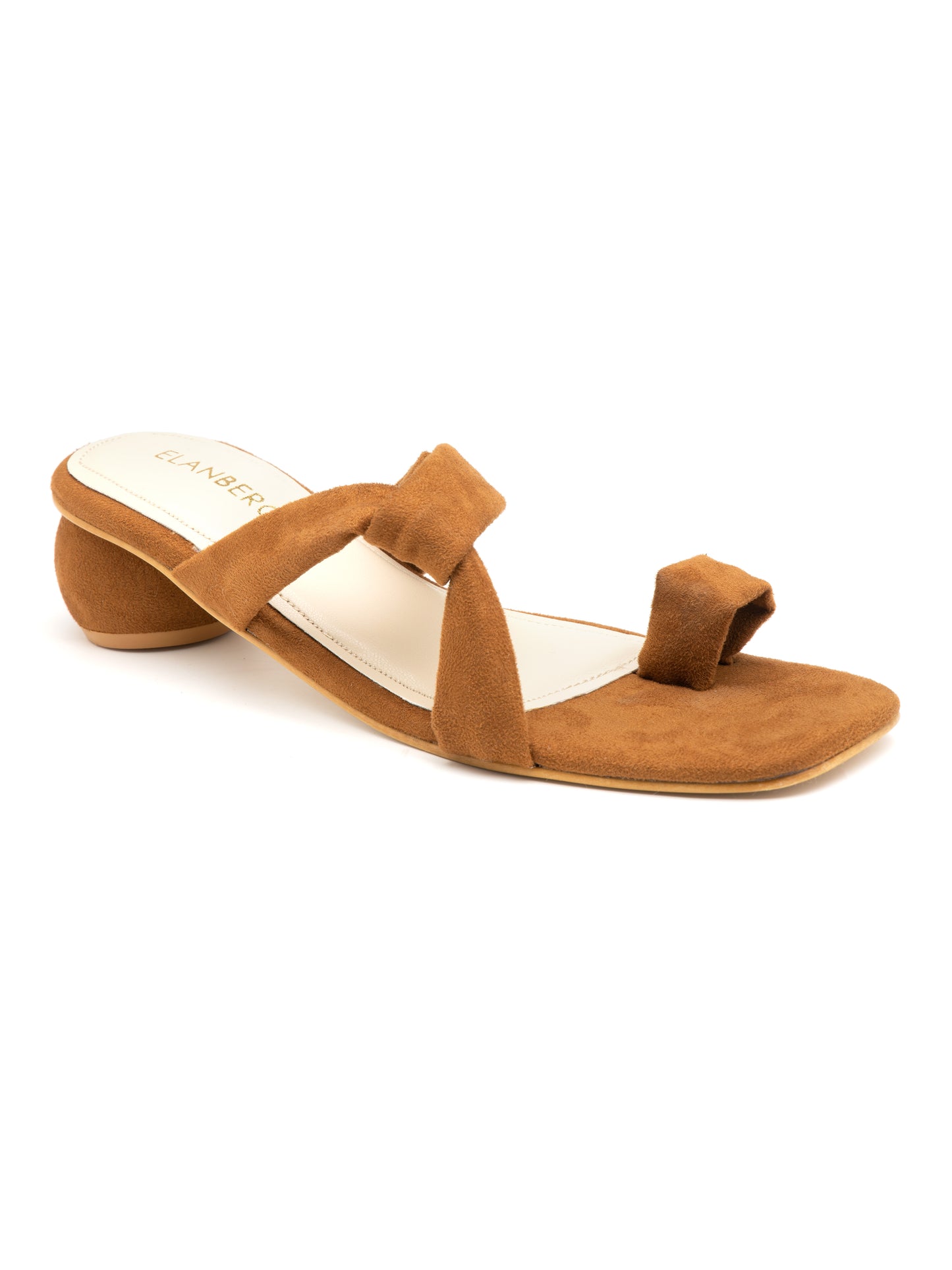 Terrava - Women’s Suede Tan Knot (Strap  Rounded Block Heel)