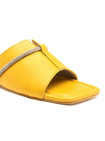 Marigold - Women’s Yellow Lizard-Texture Crystal (Accent Flats)