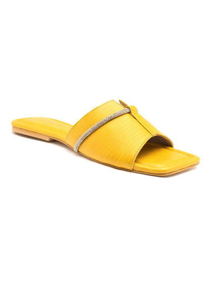 Marigold - Women’s Yellow Lizard-Texture Crystal (Accent Flats)