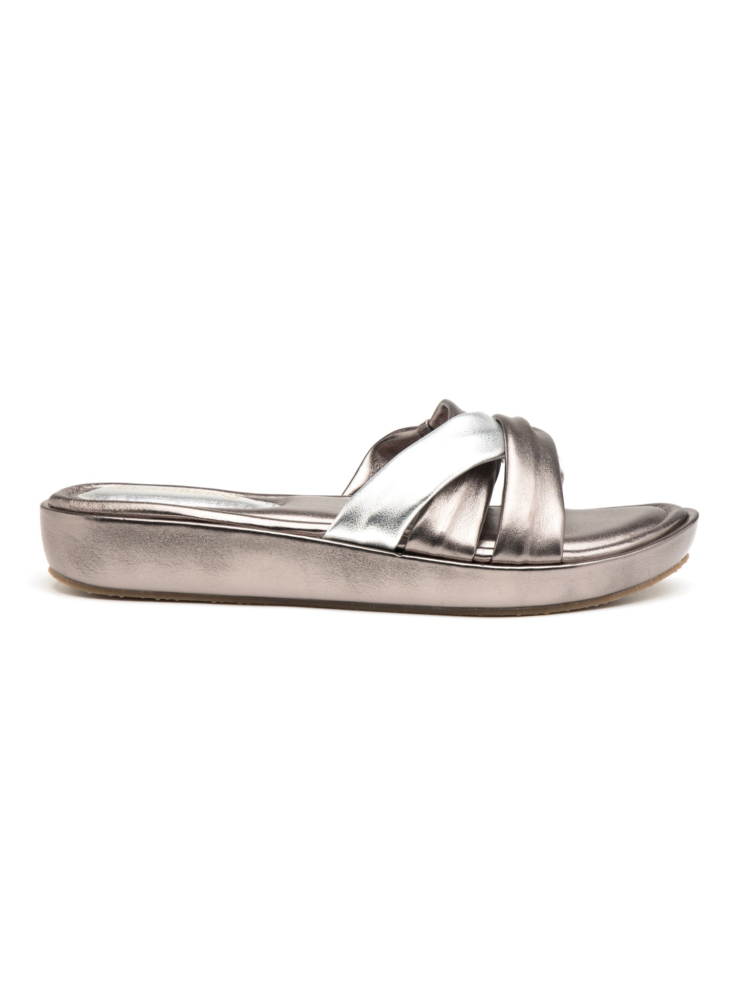Lunexa - GunMetallic Grey & Silver Cross (Strap Platform Heel)