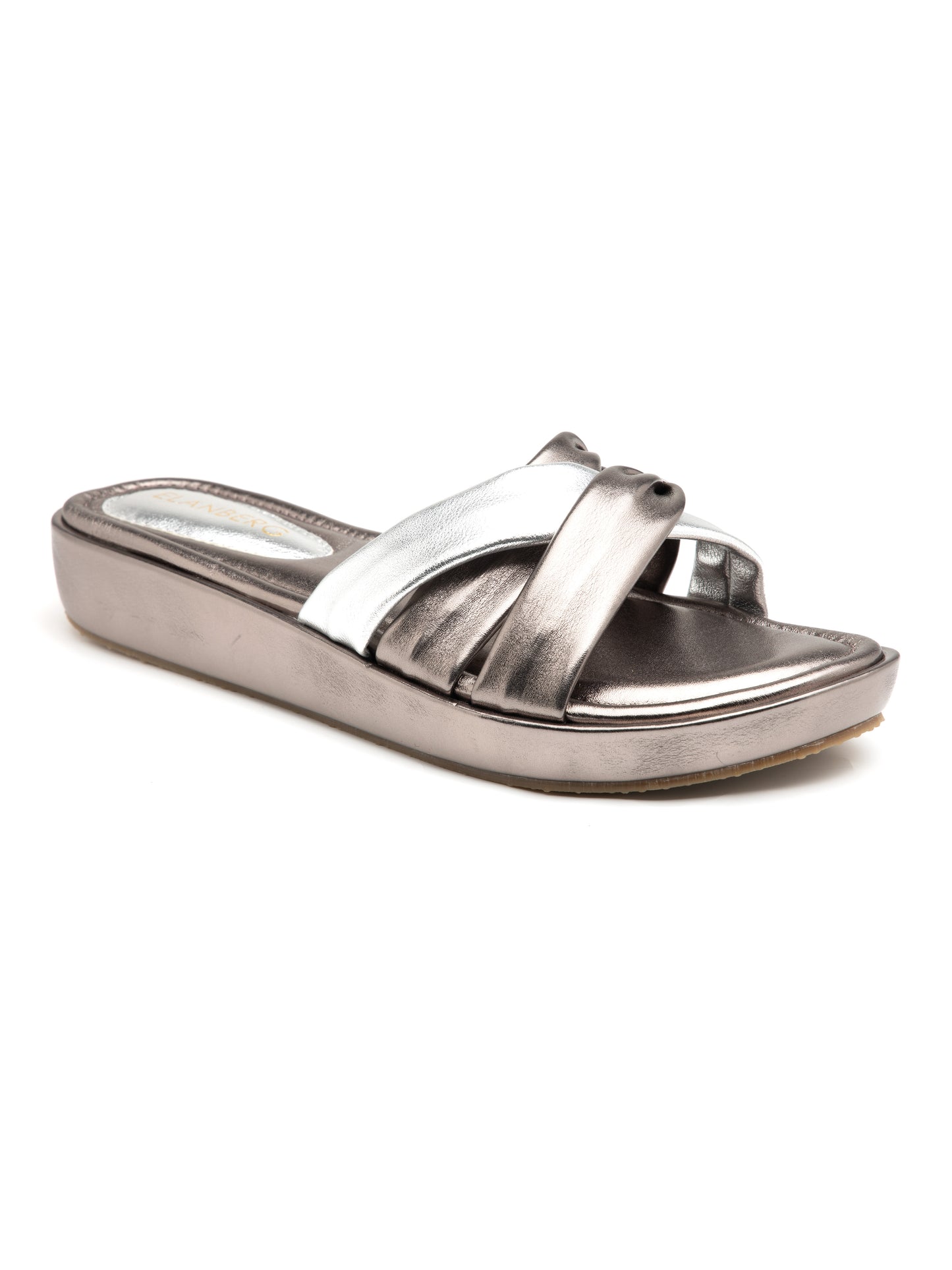 Lunexa - GunMetallic Grey & Silver Cross (Strap Platform Heel)
