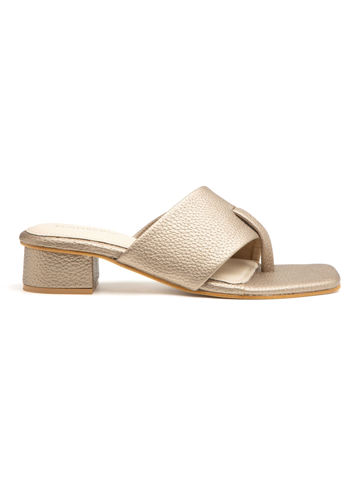 Champira - Women’s Metallic Champagne Cross-Strap Toe (Loop Block Heel)