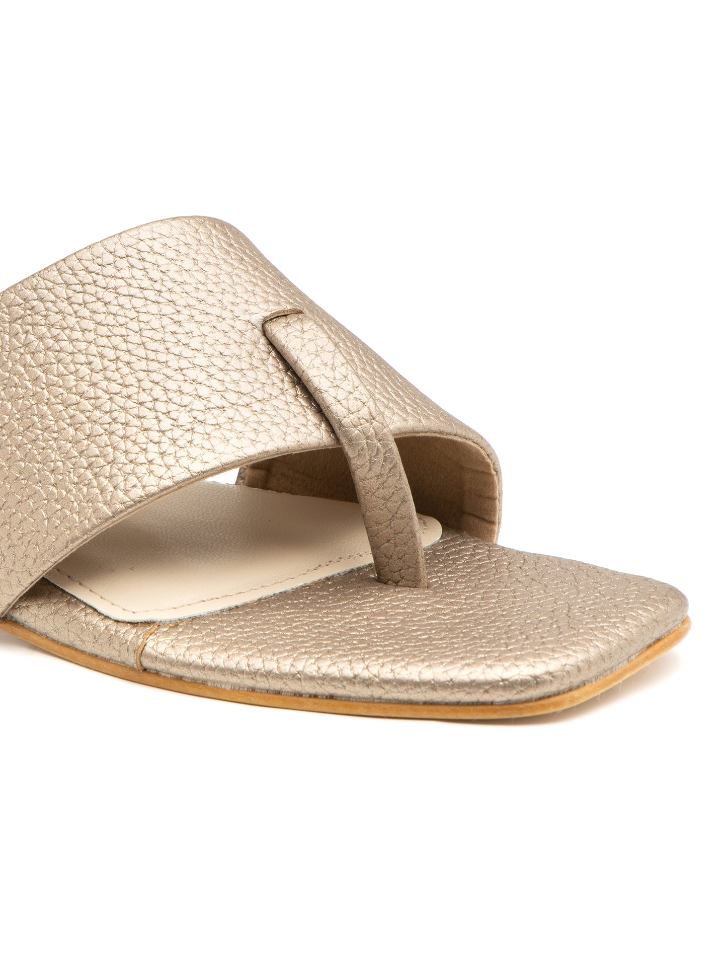 Champira - Women’s Metallic Champagne Cross-Strap Toe (Loop Block Heel)