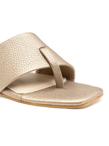 Champira - Women’s Metallic Champagne Cross-Strap Toe (Loop Block Heel)