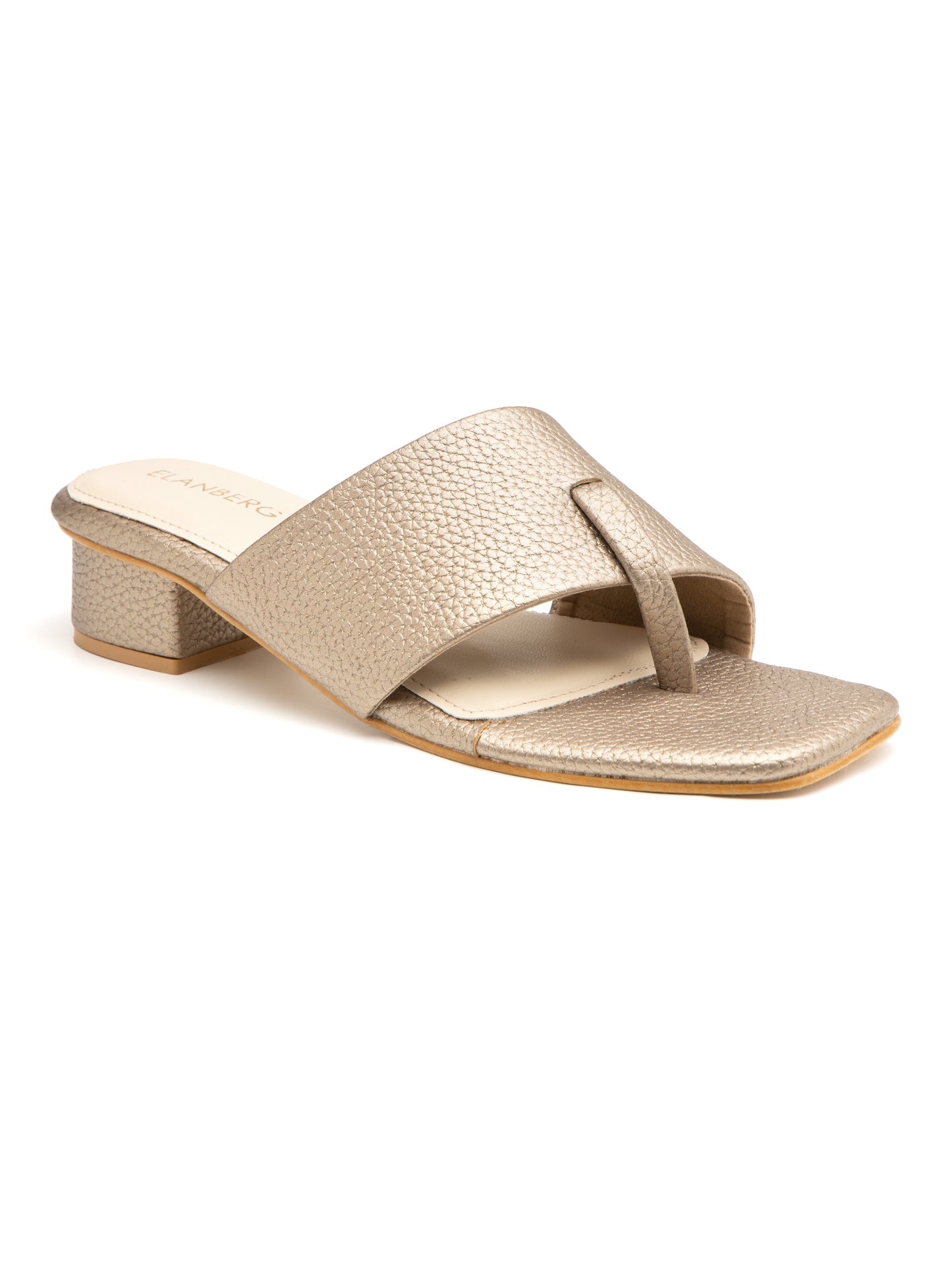 Champira - Women’s Metallic Champagne Cross-Strap Toe (Loop Block Heel)