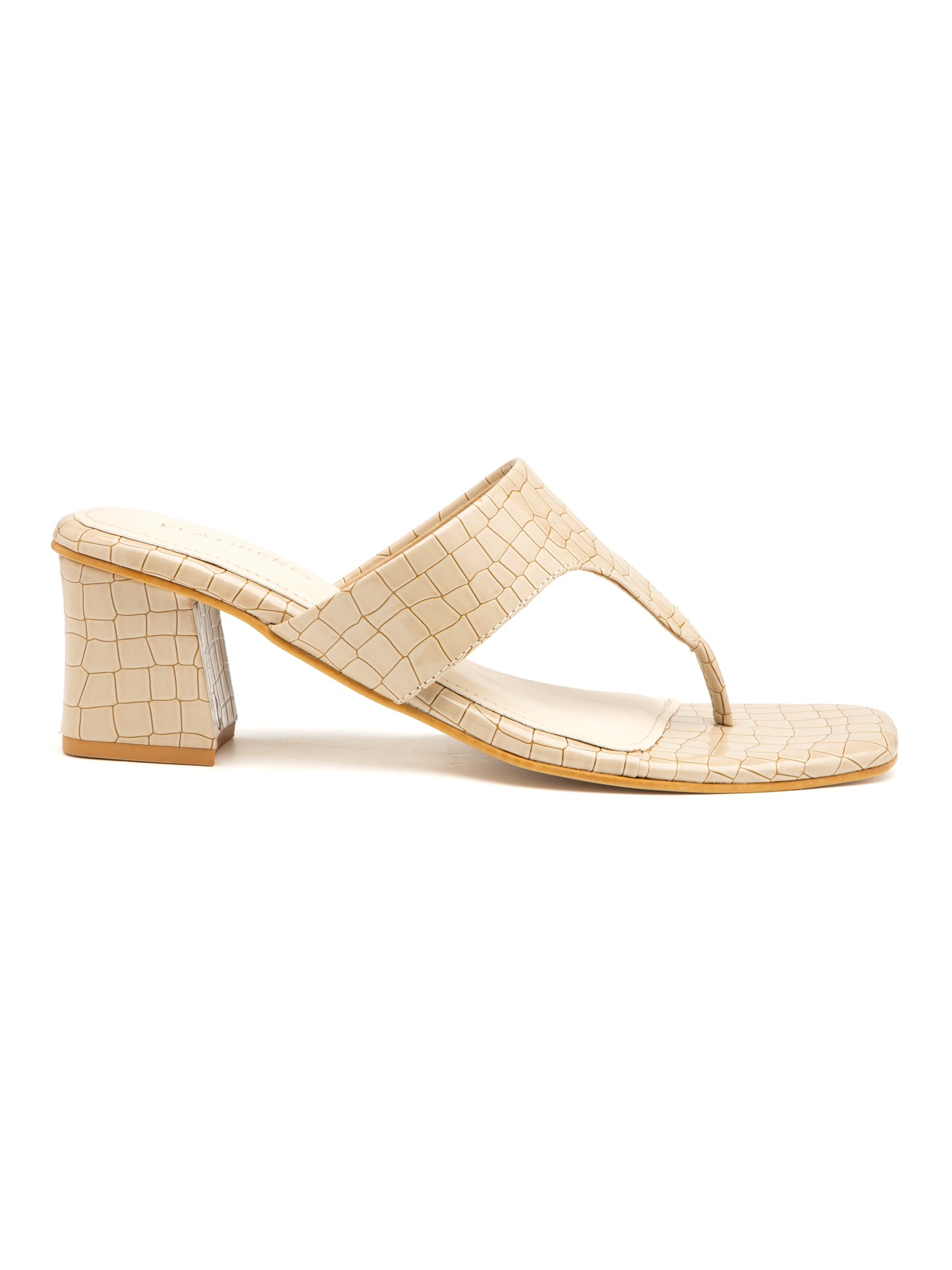 Beaura - Women’s Croc-Texture Block Heel (Beige)