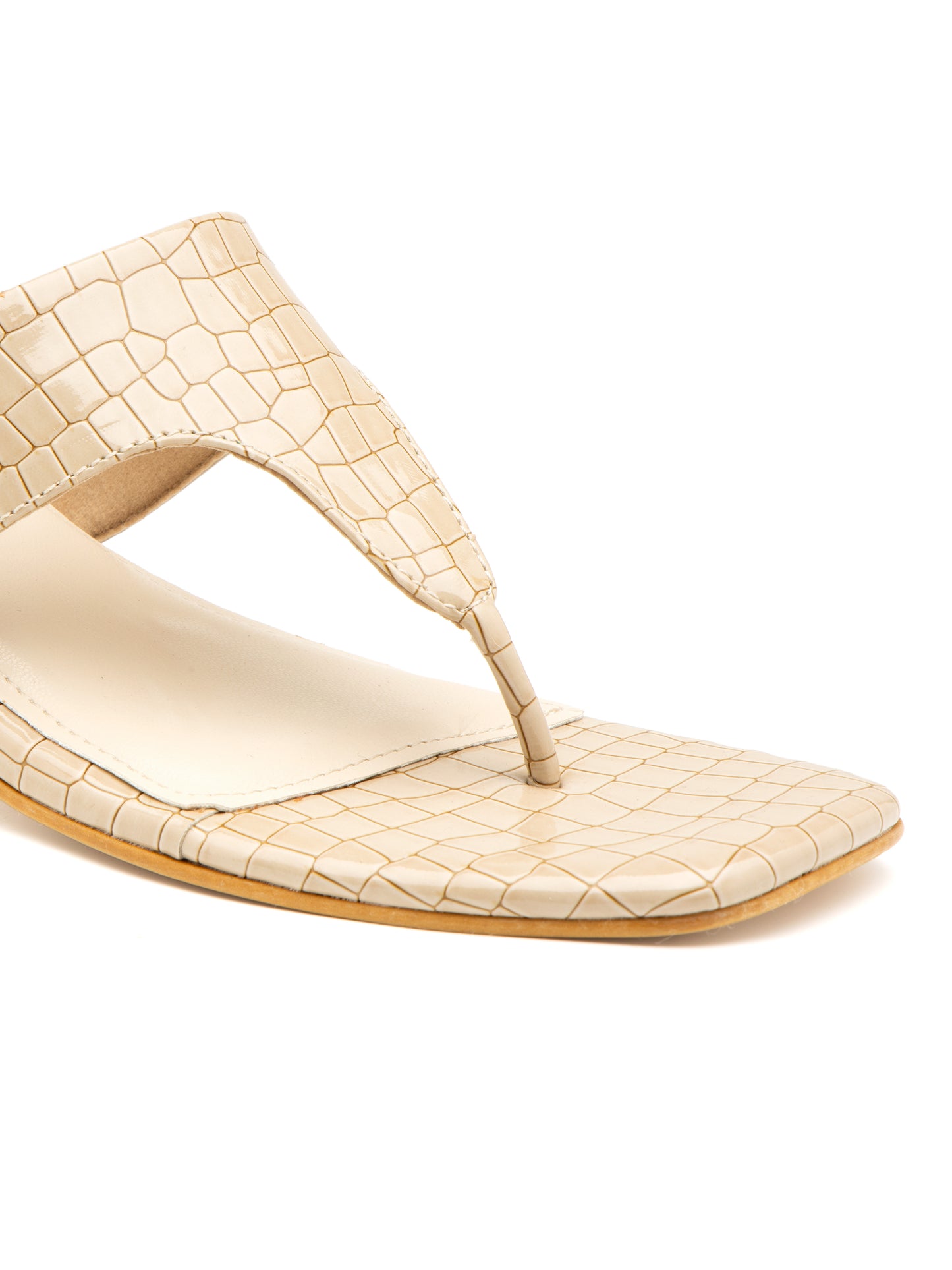 Beaura - Women’s Croc-Texture Block Heel (Beige)