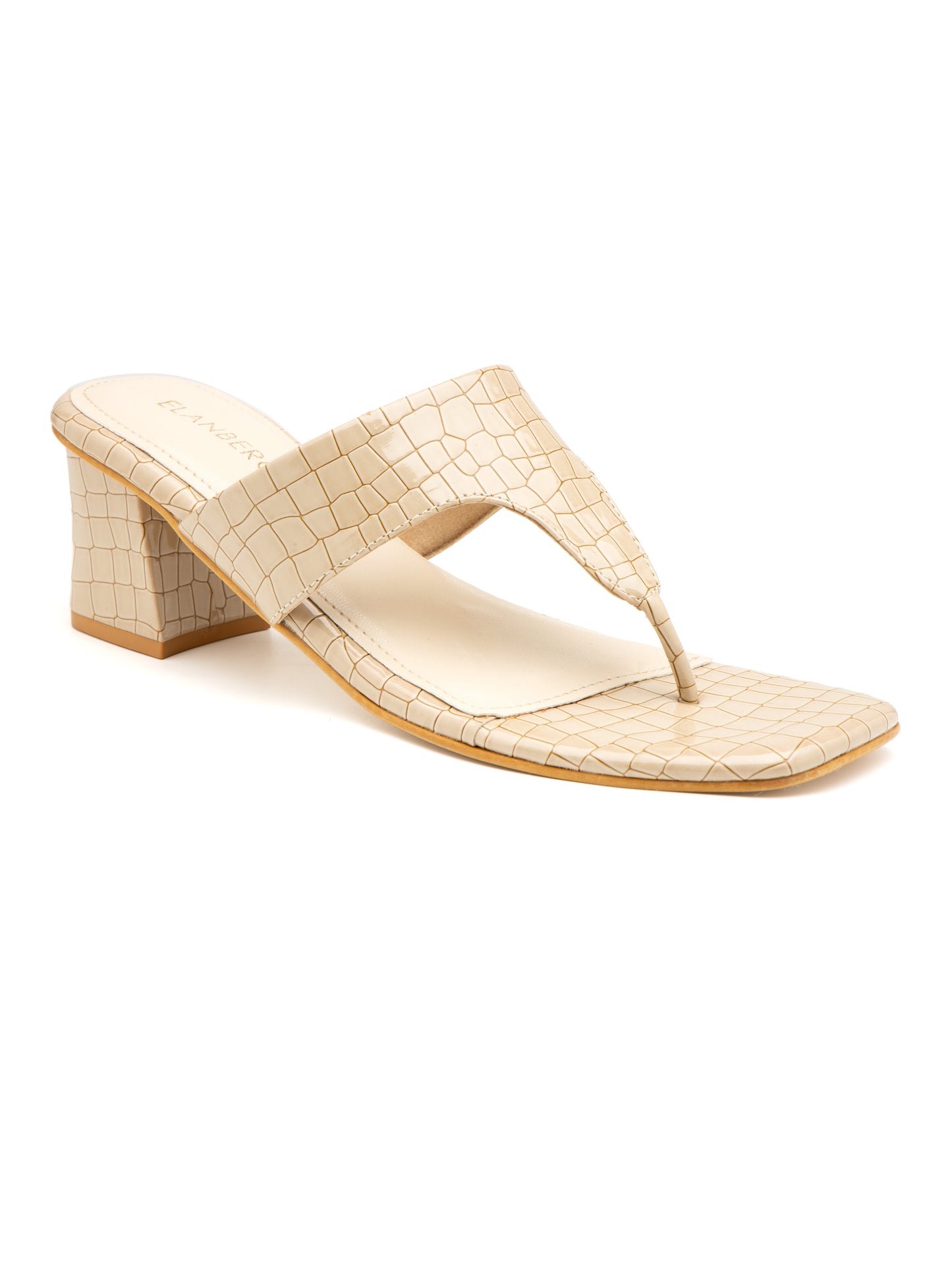 Beaura - Women’s Croc-Texture Block Heel (Beige)