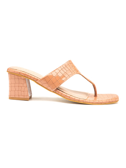 Nuvina - Women’s Croc-Texture Block Heel  (Cherry)