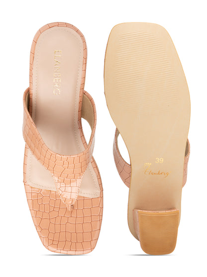 Nuvina - Women’s Croc-Texture Block Heel  (Cherry)