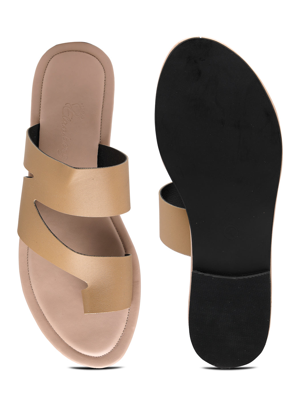 ELANBERG Brown One Toe Slip-On Flats