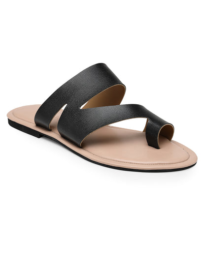 ELANBERG black One Toe Slip-On Flats