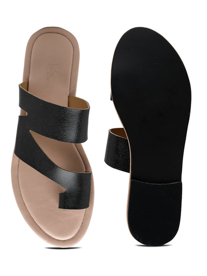 ELANBERG black One Toe Slip-On Flats