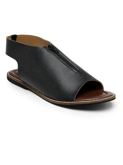 ELANBERG black Mules Backstrap Flats