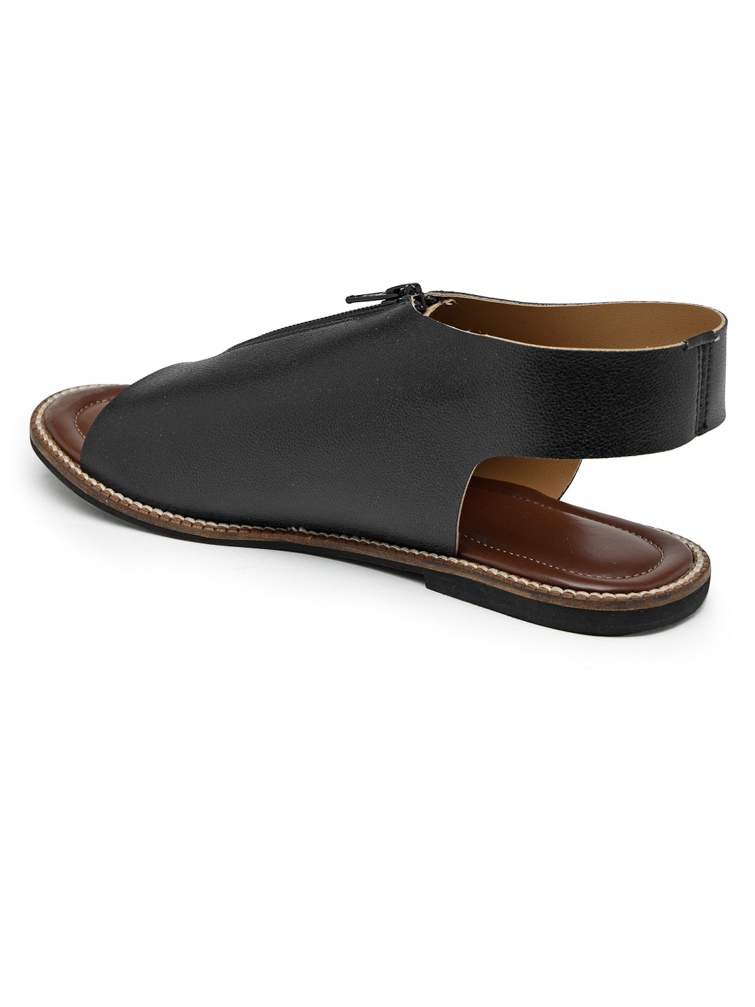 ELANBERG black Mules Backstrap Flats