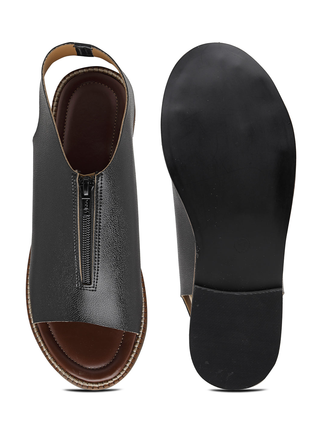 ELANBERG black Mules Backstrap Flats