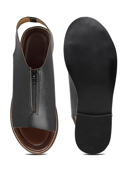 ELANBERG black Mules Backstrap Flats