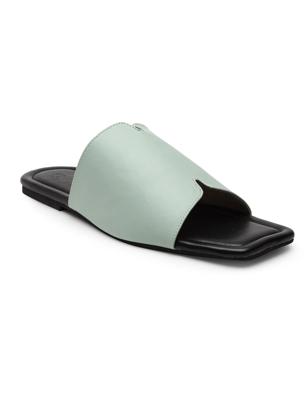 ELANBERG Green Open Toe Slip-On Flats