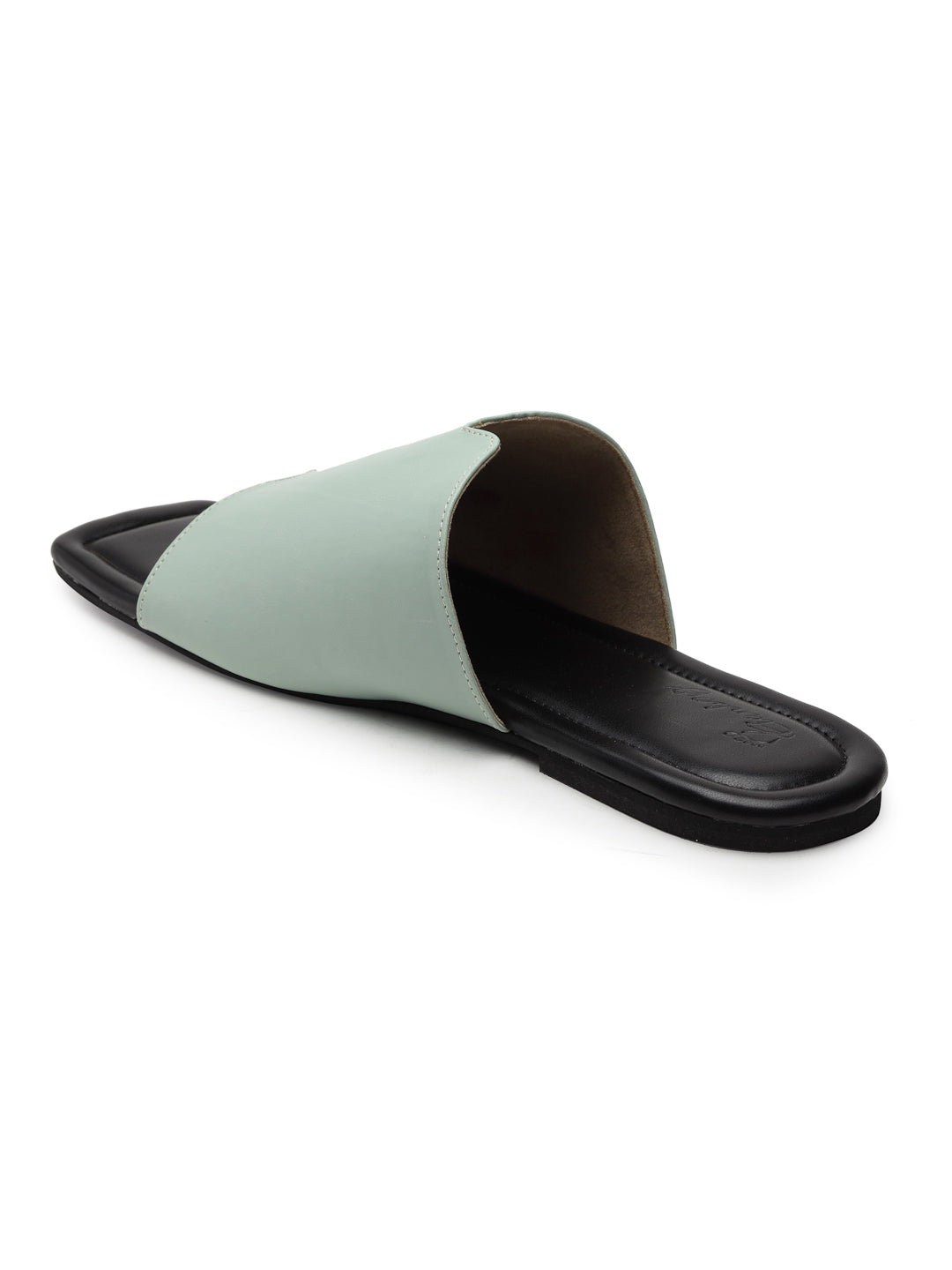 ELANBERG Green Open Toe Slip-On Flats