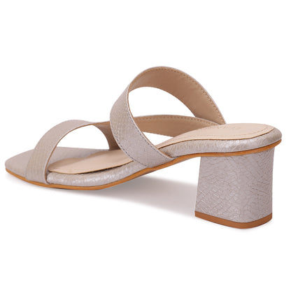 Caldera Asymmetrical Strap Block Heel- Grey