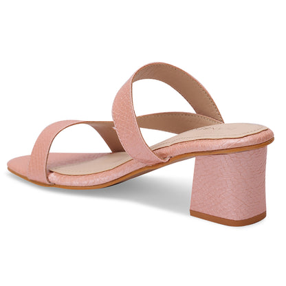 Florisse  Asymmetrical Strap Block Heel- Blush Pink
