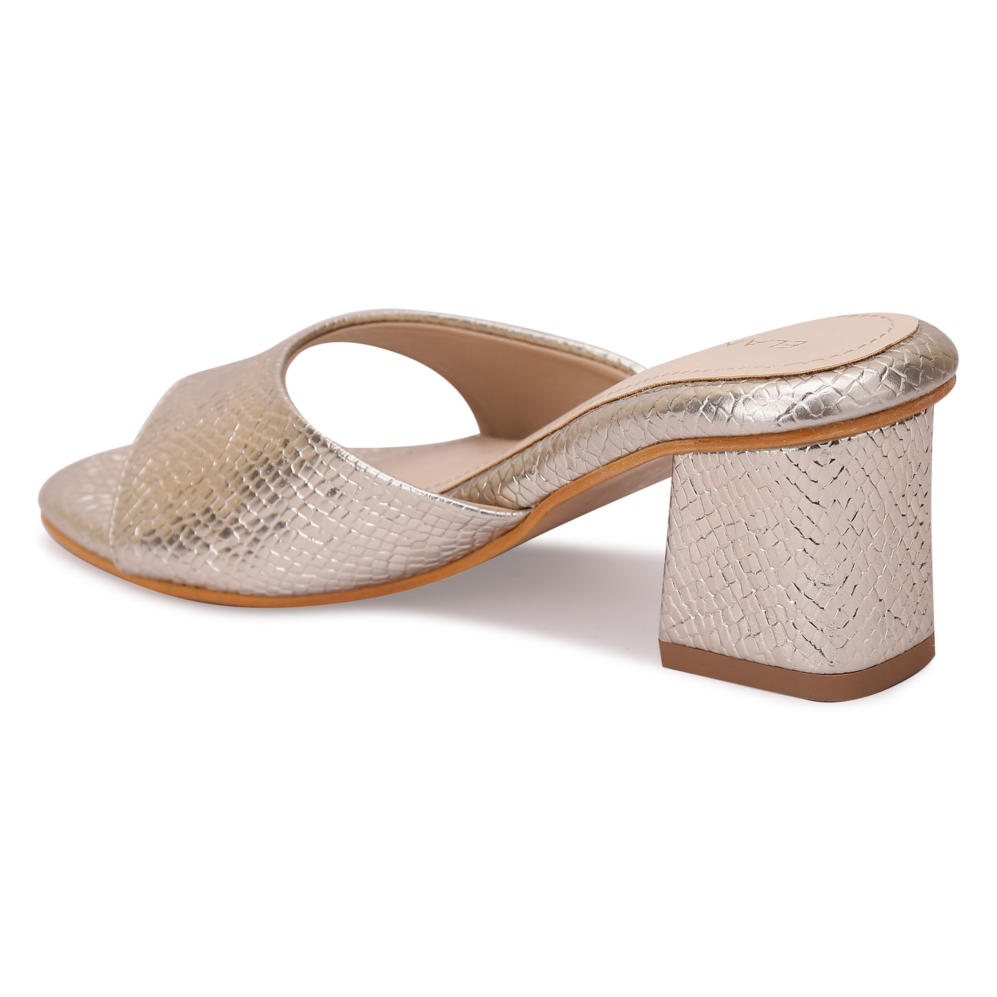 Sunmere Textured Toe Ring Block Heel- Champagne
