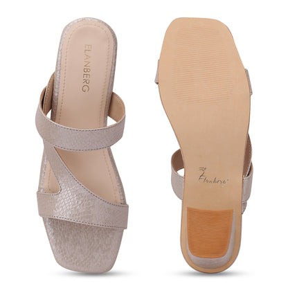 Caldera Asymmetrical Strap Block Heel- Grey