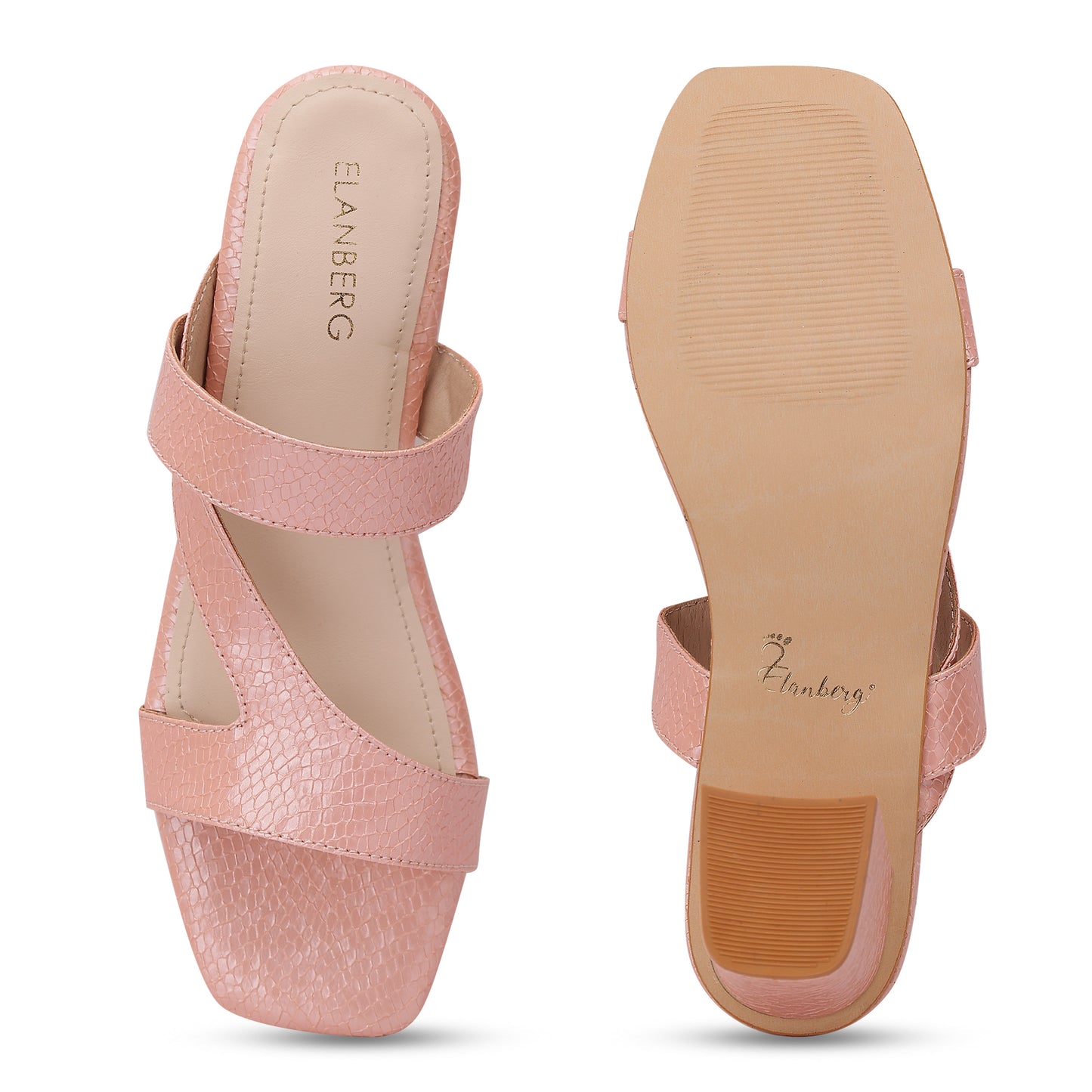 Florisse  Asymmetrical Strap Block Heel- Blush Pink