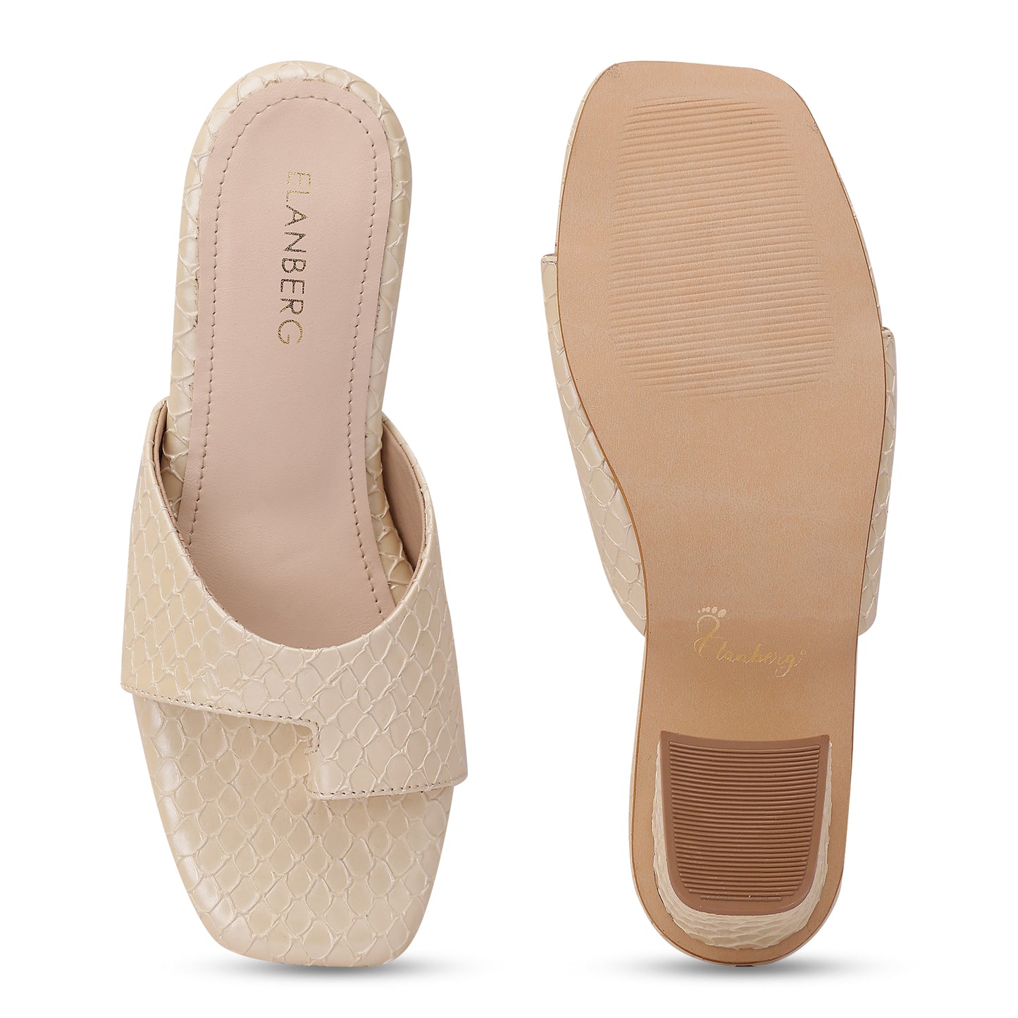 Moonveil Textured Toe Ring Block Heel- Ivory