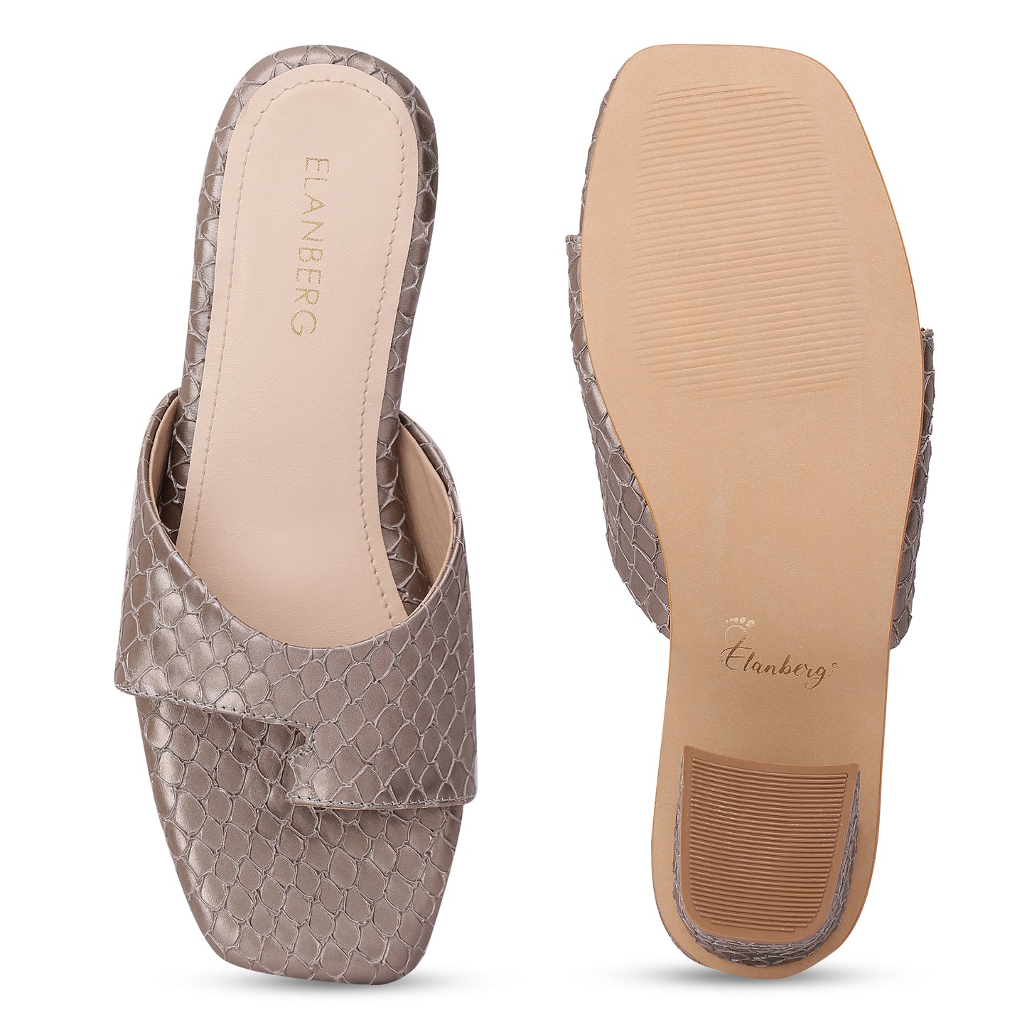 Driftwood Textured Toe Ring Block Heel- Grey