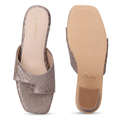 Driftwood Textured Toe Ring Block Heel- Grey